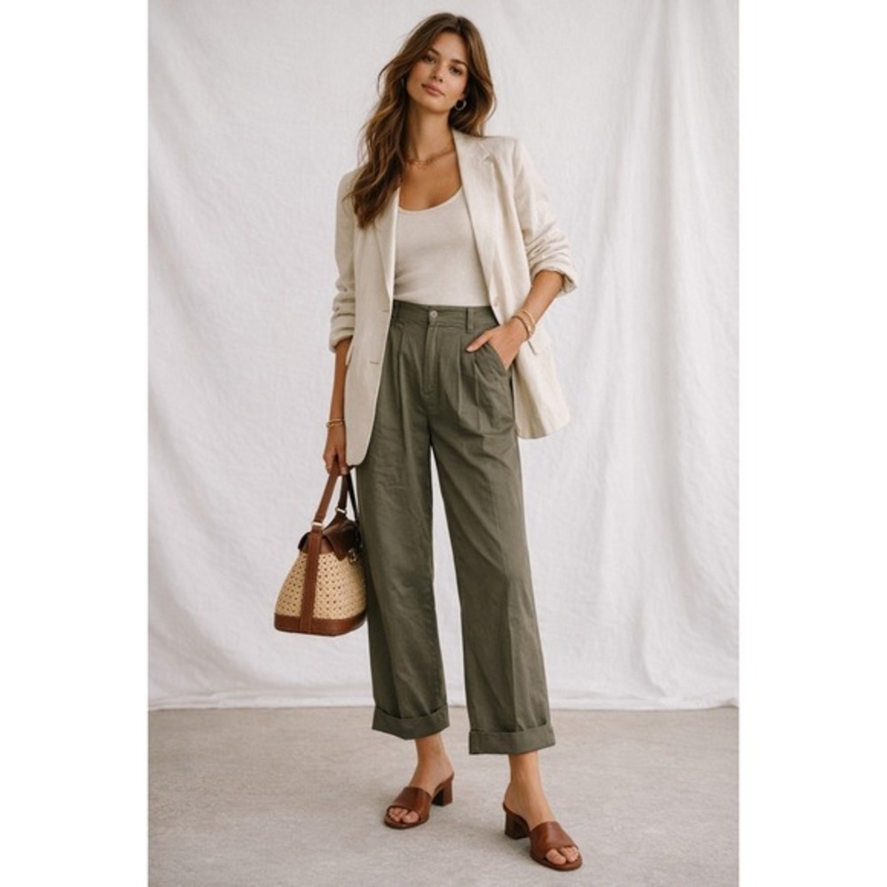 Wit & Wisdom Skyrise Wide Leg Pants Laurel Oak NWT Size 10